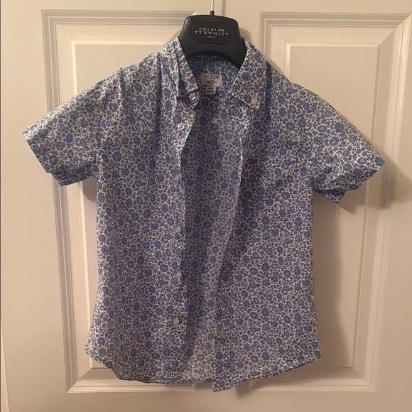 J Crew Crewcuts Blue Floral Boy’s Shirt - Picture 1 of 5